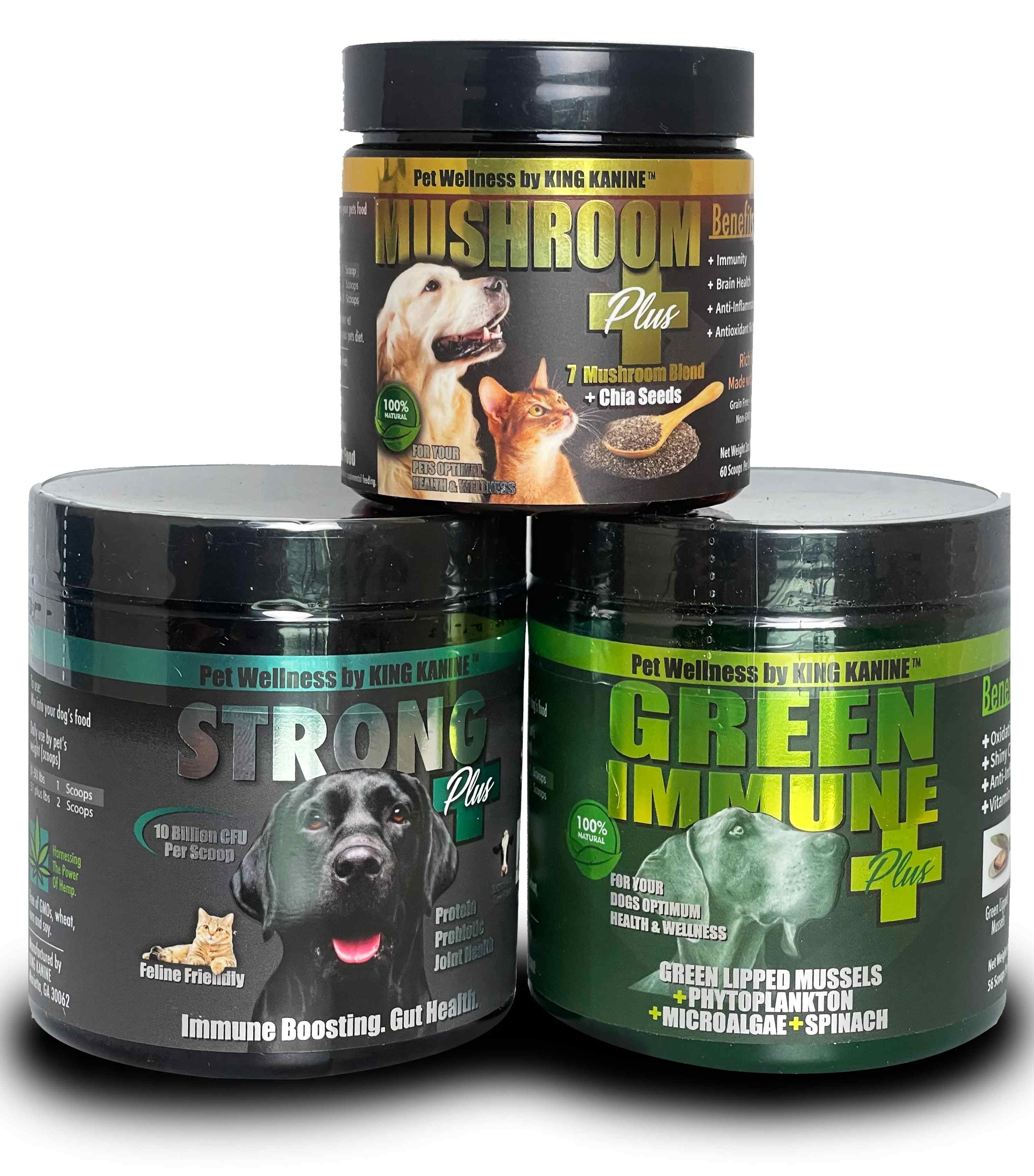 TRIPLE WELLNESS COMBO - Green Plus+, Strong Plus+, & Mushroom Plus+