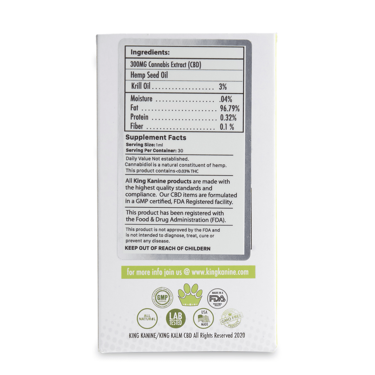 KING KALM CBD 300mg for English Foxhounds