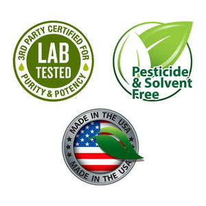 3rd patry lab tested, made in USA , Pesticide and solvent free