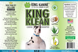 King Klean Canine Shampoo infographic